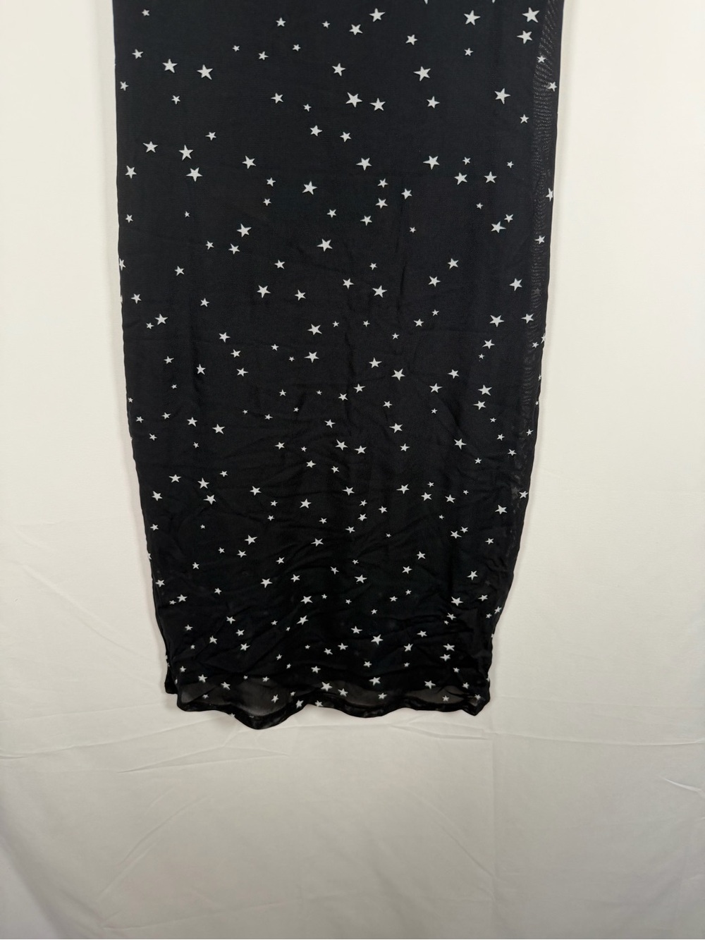 Whimsigoth Celestial Star Black Bodycon Slip Dress with White Star Print - Picture 3 of 6